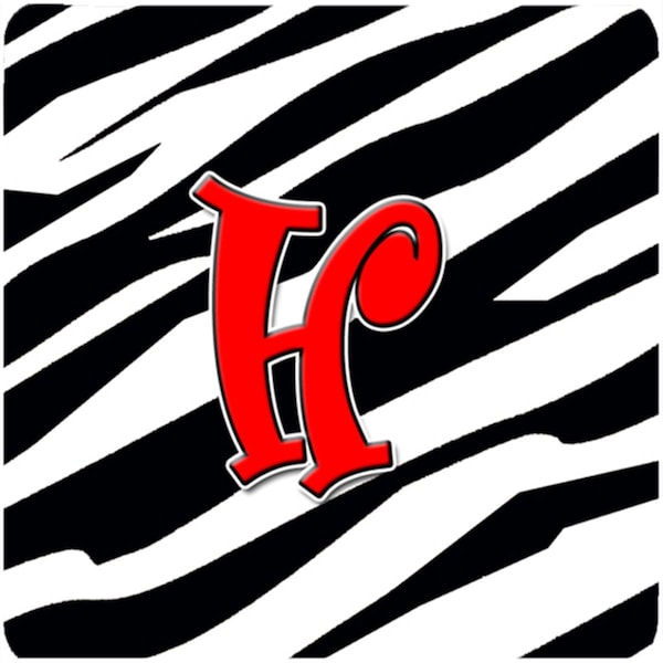 Carolines Treasures Monogram - Zebra Red Foam Coasters- Initial Letter H, 3.5 x 3.5 in., 4PK - CJ1024-HFC