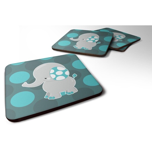 Carolines Treasures Polkadot Grey Elephant Foam Coasters - Set of 4 - BB6837FC