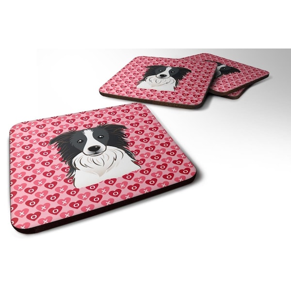 Carolines Treasures Border Collie Hearts Foam Coasters - Set of 4 - BB5311FC