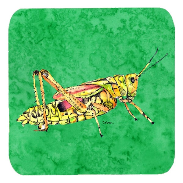 Carolines Treasures Grasshopper On Green Foam Coasters- Set of 4 - 8849FC