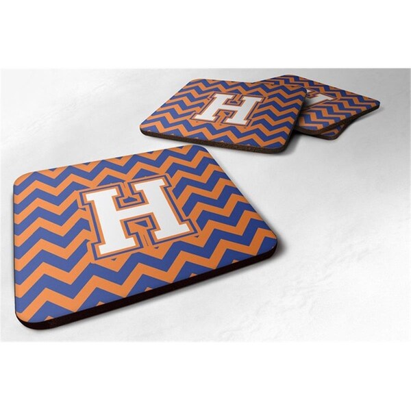 Carolines Treasures Letter H Chevron Blue and Orange No.3 Foam Coaster, Set of 4 - CJ1060-HFC
