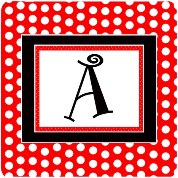 Carolines Treasures Monogram - Red Black Polka Dots Foam Coasters Initial Letter A, 4PK - CJ1012-AFC