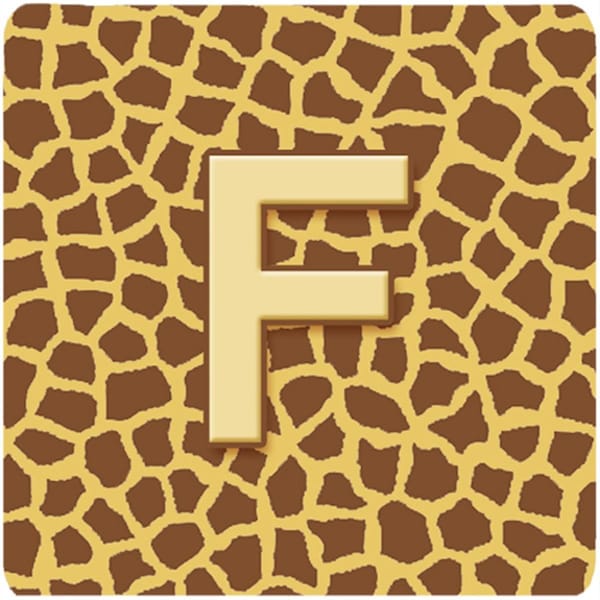 Carolines Treasures Monogram - Giraffe Foam Coasters- Initial Letter F, 3.5 x 3.5 in., 4PK - CJ1025-FFC