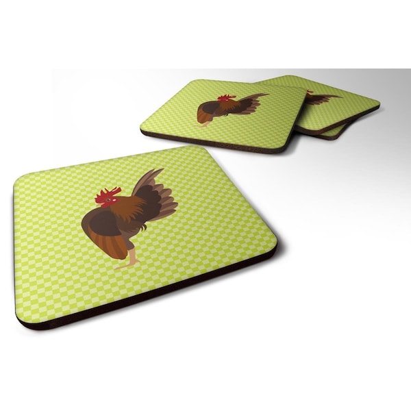 Carolines Treasures Malaysian Serama Chicken Green Foam Coaster, Set of 4 - BB7668FC