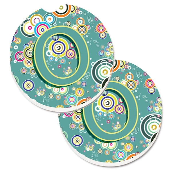 Carolines Treasures Letter O Circle Circle Teal Initial Alphabet Cup Holder Car Coaster, 2PK - CJ2015-OCARC
