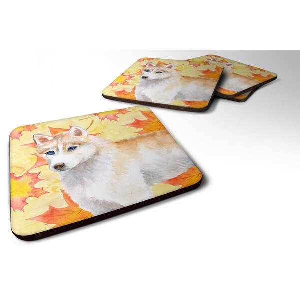 Carolines Treasures Siberian Husky Fall Foam Coaster, 3.5 x 3.5 in. - Set of 4 - BB9916FC