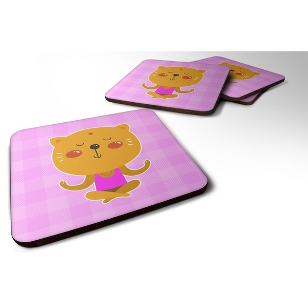 Carolines Treasures Yoga Cat Foam Coasters - Set of 4 - BB6728FC