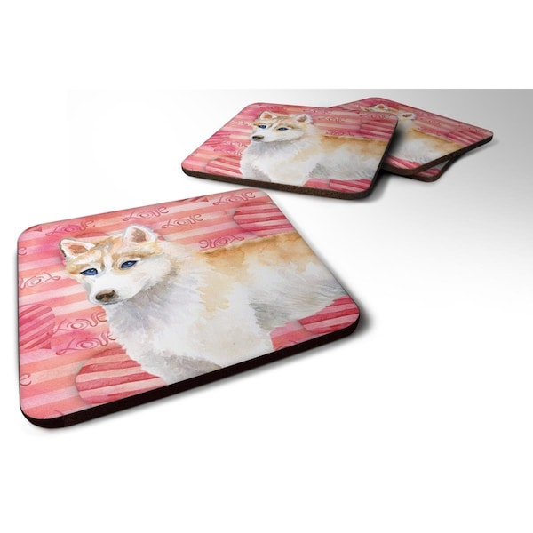 Carolines Treasures Siberian Husky Love Foam Coaster - Set of 4 - BB9742FC