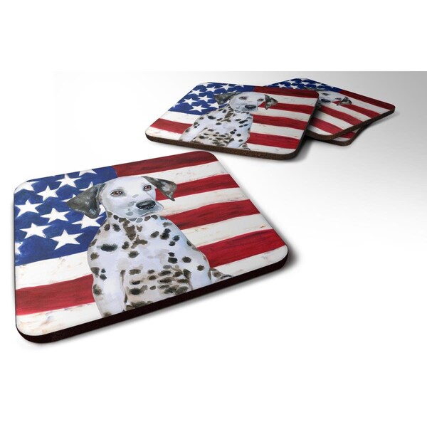 Carolines Treasures Dalmatian Puppy Patriotic Foam Coaster, 3.5 x 3.5 in. - Set of 4 - BB9708FC