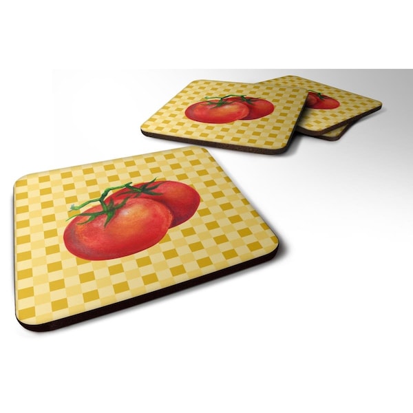 Carolines Treasures Tomato on Basketweave Foam Coasters - Set of 4 - BB7215FC