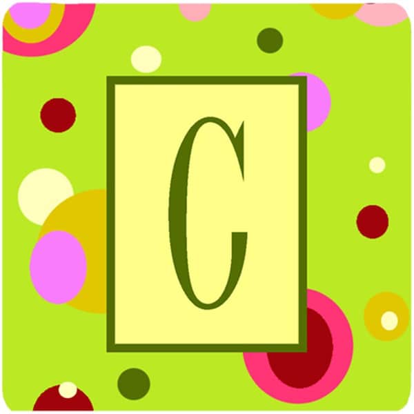 Carolines Treasures Monogram - Green Foam Coasters Initial Letter C- Set of 4 - CJ1010-CFC