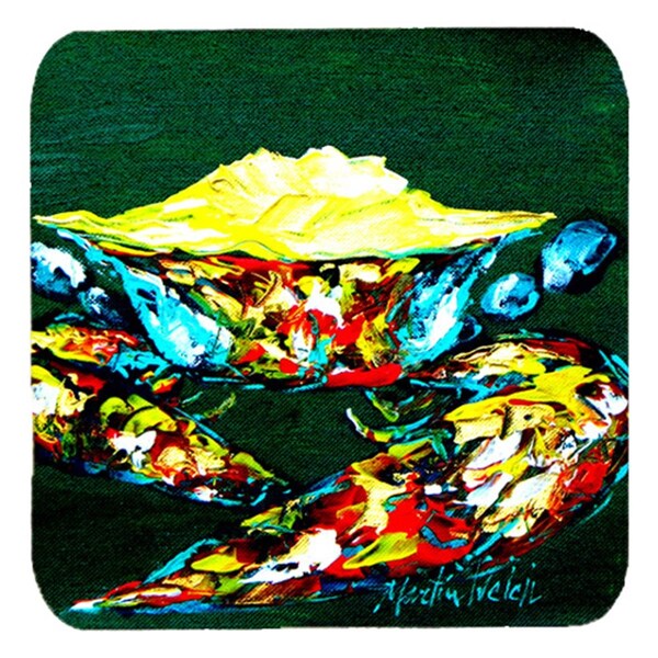 Carolines Treasures Crab Mean Green Foam Coasters- Set of 4 - MW1042FC