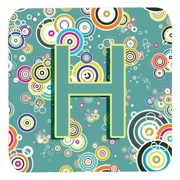Carolines Treasures Letter H Circle Circle Teal Initial Alphabet Foam Coasters- Set of 4 - CJ2015-HFC