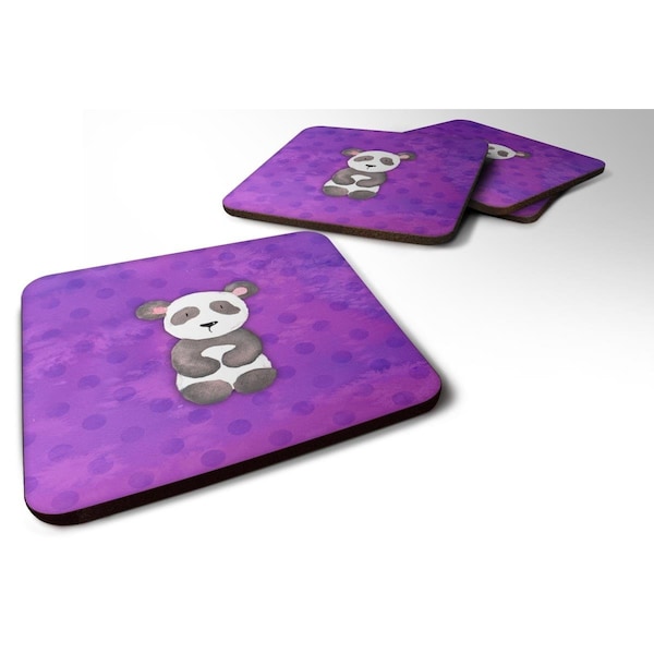 Carolines Treasures Polkadot Panda Bear Watercolor Foam Coasters - Set of 4 - BB7375FC