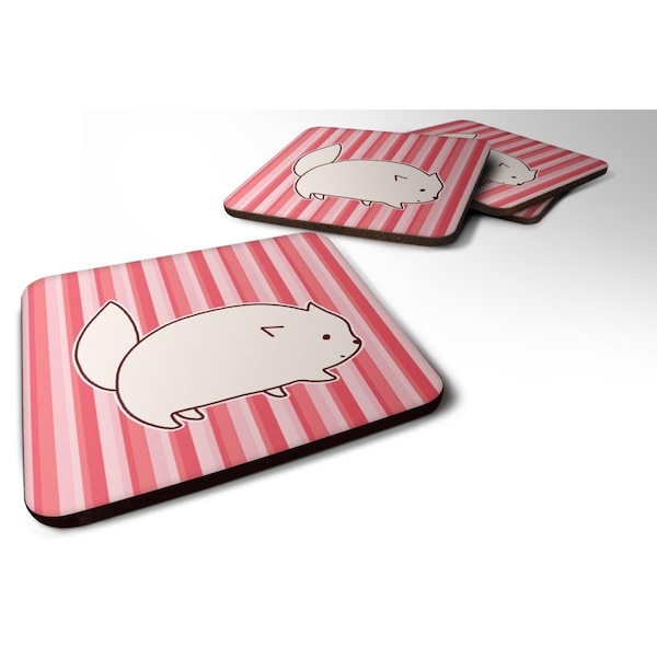 Carolines Treasures Cat Pink Stripes Foam Coasters - Set of 4 - BB6855FC