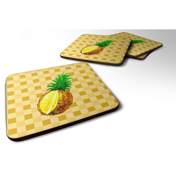 Carolines Treasures Whole Pineapple Cut on Basketweave Foam Coasters - Set of 4 - BB7247FC