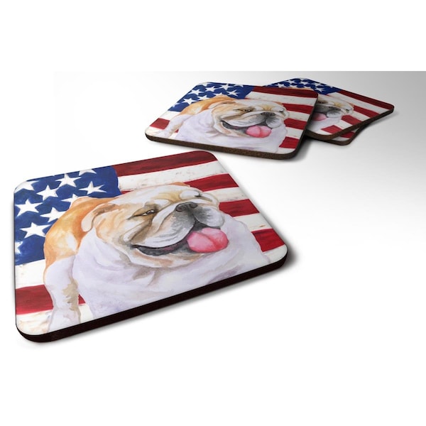 Carolines Treasures English Bulldog Patriotic Foam Coaster, 3.5 x 3.5 in. - Set of 4 - BB9639FC