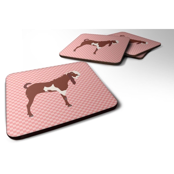 Carolines Treasures Jamnapari Goat Pink Check Foam Coaster, Set of 4 - BB7890FC