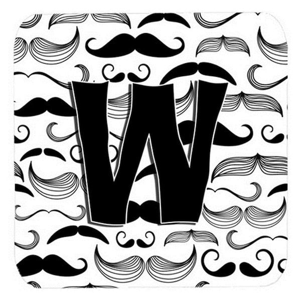 Carolines Treasures Letter W Moustache Initial Foam Coasters- Set of 4 - CJ2009-WFC