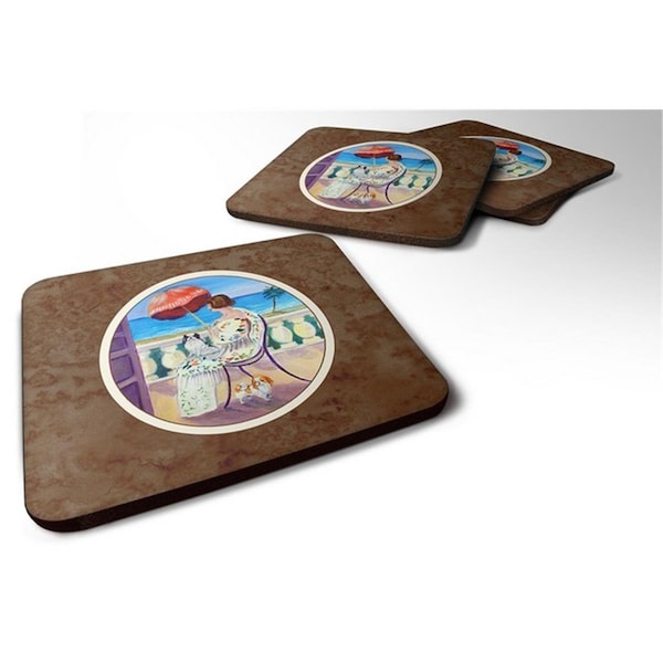 Carolines Treasures Lady with Her Japanese Chin Foam Coaster, Set of 4 - 7260FC
