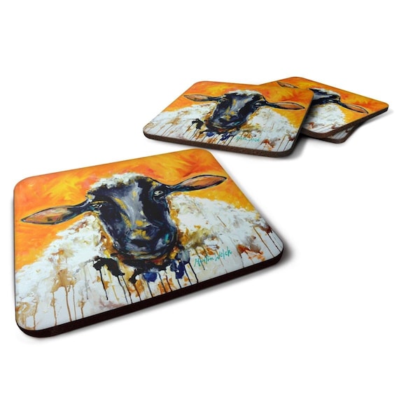 Carolines Treasures Peach Wool Sheep Foam Coasters - Set of 4 - MW1343FC