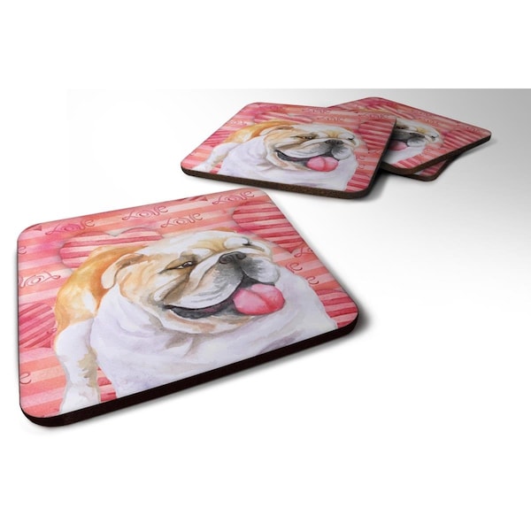 Carolines Treasures English Bulldog Love Foam Coaster - Set of 4 - BB9726FC