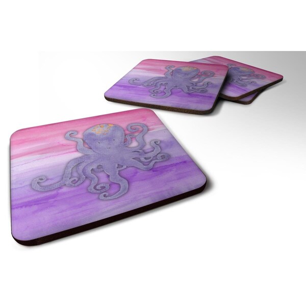 Carolines Treasures Octopus Watercolor Foam Coasters - Set of 4 - BB7424FC