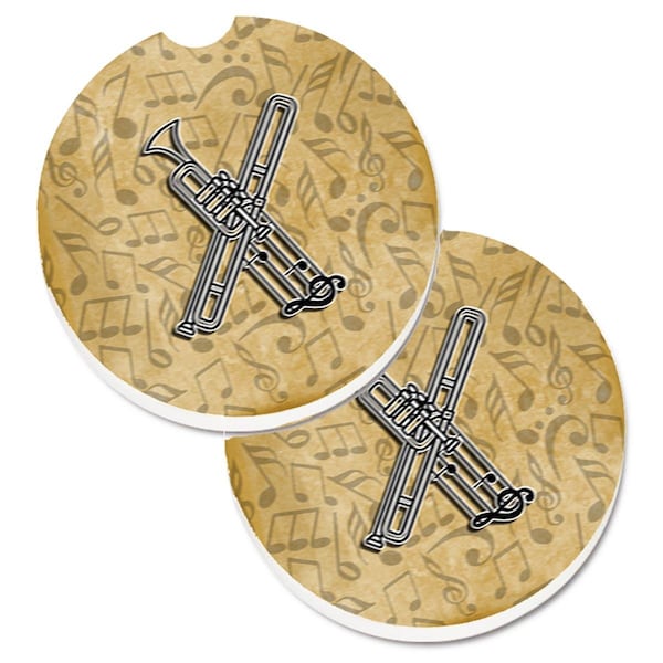 Carolines Treasures Letter X Musical Instrument Alphabet Cup Holder Car Coaster, 2PK - CJ2004-XCARC