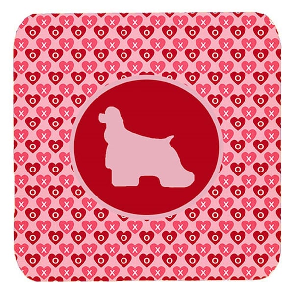 Carolines Treasures Cocker Spaniel Valentine Hearts Foam Coasters, 3.5 x 3.5 in., 4PK - SDK1022-A-FC