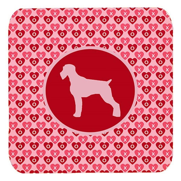 Carolines Treasures German Wirehaired Pointer Valentine Hearts Foam Coasters, 3.5 x 3.5 in., 4PK - SDK1036-A-FC