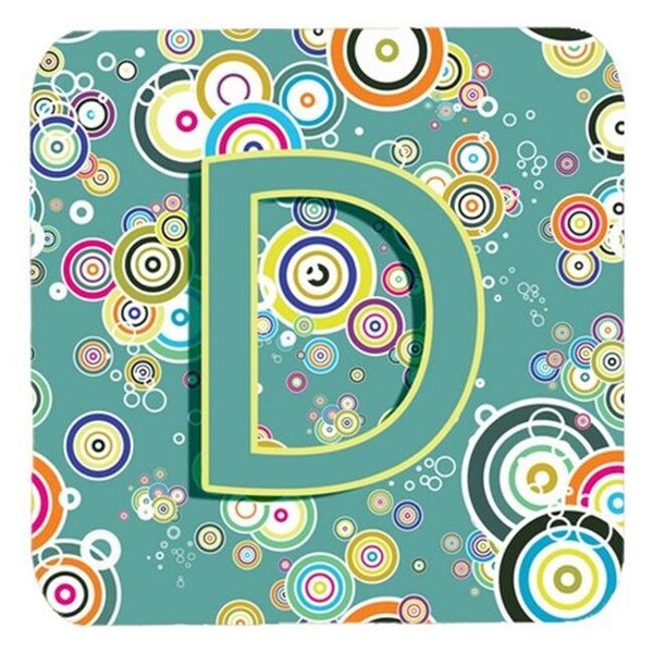 Carolines Treasures Carolines Treasures CJ2015-DFC Letter D Circle Circle Teal Initial Alphabet Foam Coasters; Set Of 4 - CJ2015-DFC