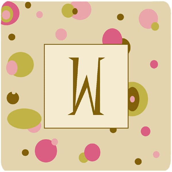 Carolines Treasures Monogram - Tan Dots Foam Coasters Initial Letter W- Set of 4 - CJ1004-WFC