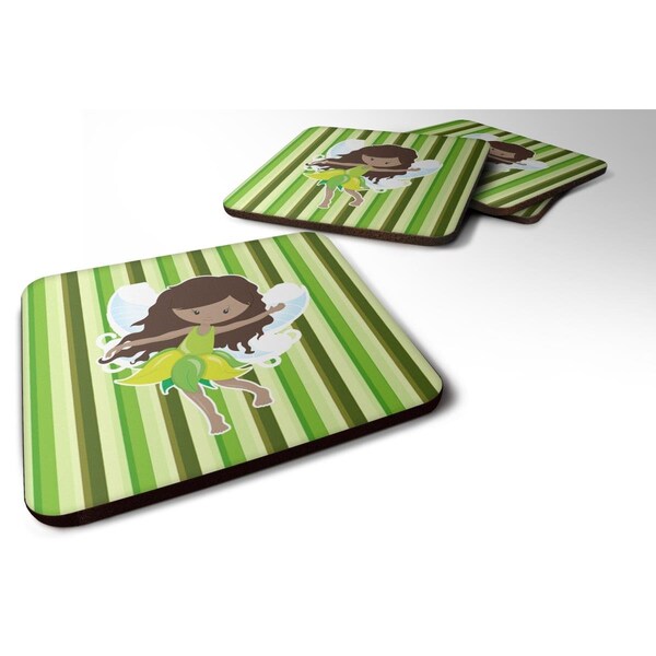 Carolines Treasures Fairy Green Stripes Foam Coasters - Set of 4 - BB6912FC