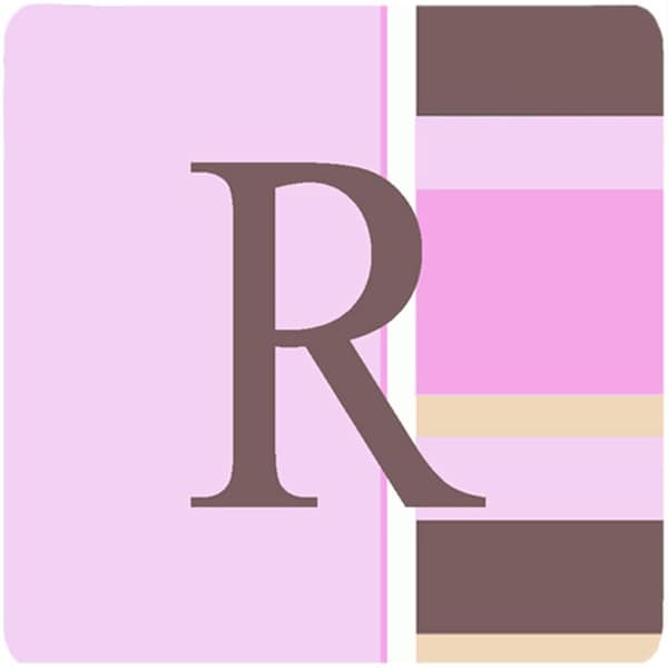 Carolines Treasures Monogram - Pink Stripes Foam Coasters Initial Letter R- Set of 4 - CJ1005-RFC