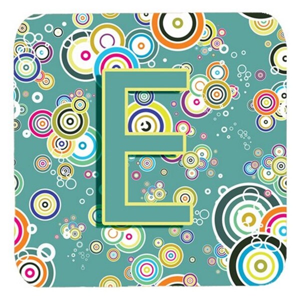Carolines Treasures Letter E Circle Circle Teal Initial Alphabet Foam Coasters- Set of 4 - CJ2015-EFC