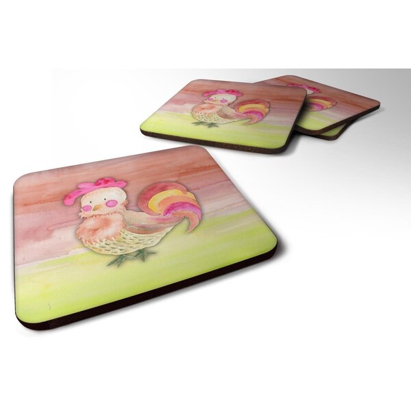 Carolines Treasures Rooster Watercolor Foam Coasters - Set of 4 - BB7417FC