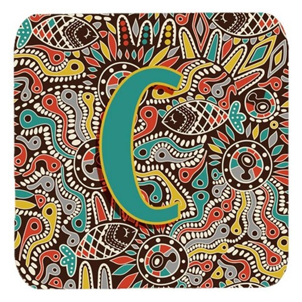 Carolines Treasures Letter C Retro Tribal Alphabet Initial Foam Coasters- Set of 4 - CJ2013-CFC