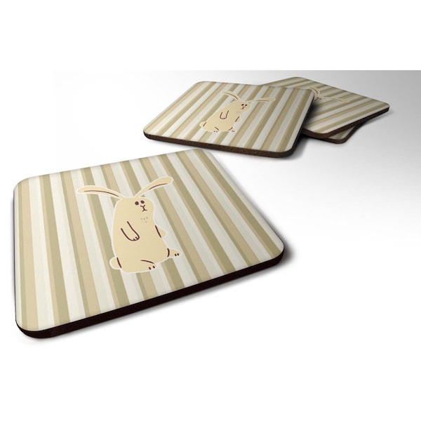 Carolines Treasures Rabbit on Stripes Foam Coasters - Set of 4 - BB7082FC
