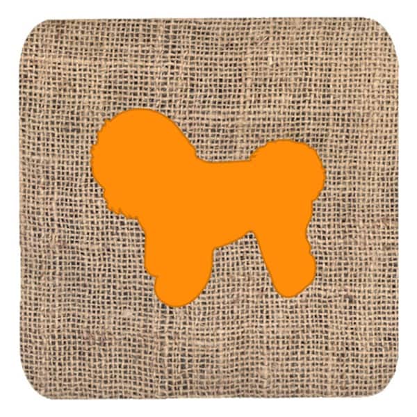 Carolines Treasures Bichon Frise Burlap And Orange Foam Coasters- Set of 4 - BB1107-BL-OR-FC
