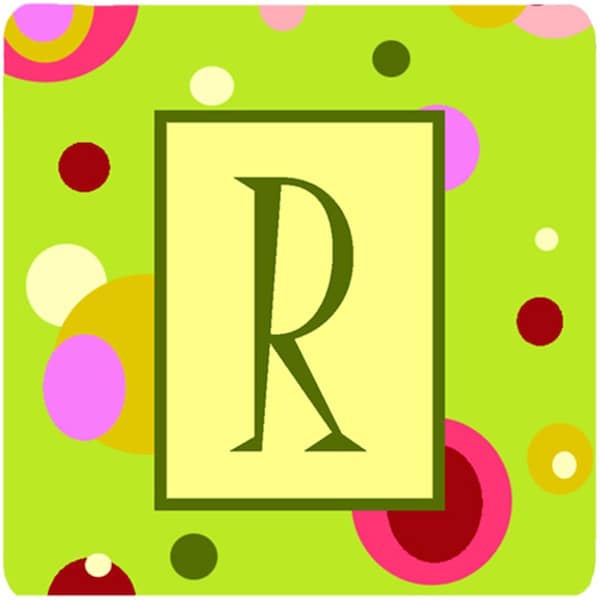 Carolines Treasures Monogram - Green Foam Coasters Initial Letter R- Set of 4 - CJ1010-RFC