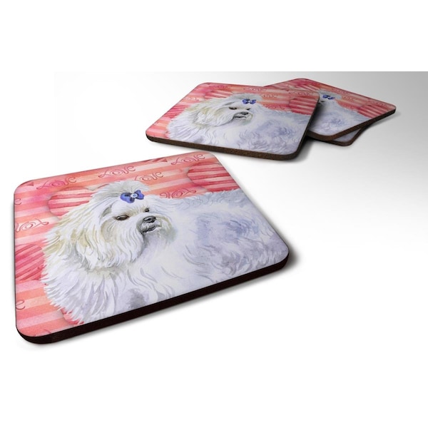 Carolines Treasures Maltese Love Foam Coaster - Set of 4 - BB9738FC