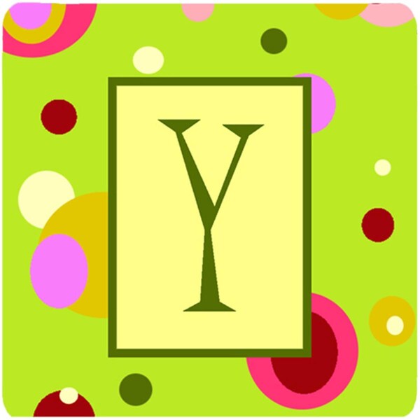 Carolines Treasures Monogram - Green Foam Coasters Initial Letter Y- Set of 4 - CJ1010-YFC