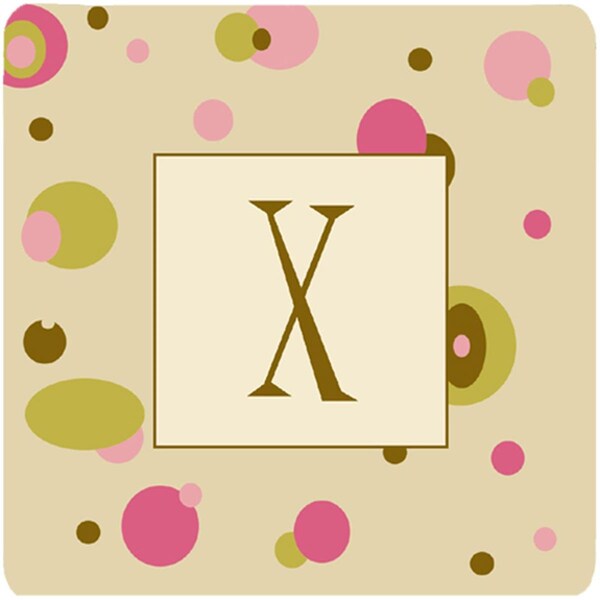 Carolines Treasures Monogram - Tan Dots Foam Coasters Initial Letter x- Set of 4 - CJ1004-XFC