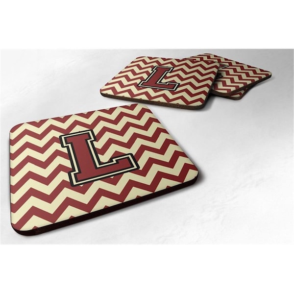 Carolines Treasures Letter L Chevron Maroon and Gold Foam Coaster, Set of 4 - CJ1061-LFC