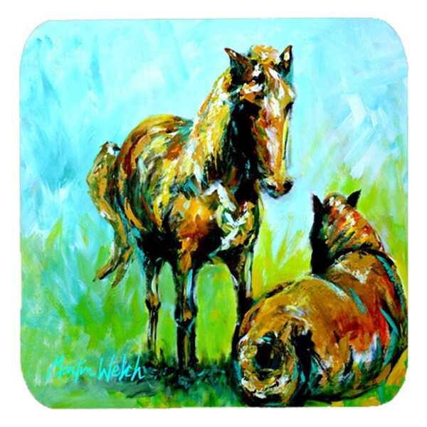 Carolines Treasures Horse Grazin Foam Coasters- Set of 4 - MW1126FC