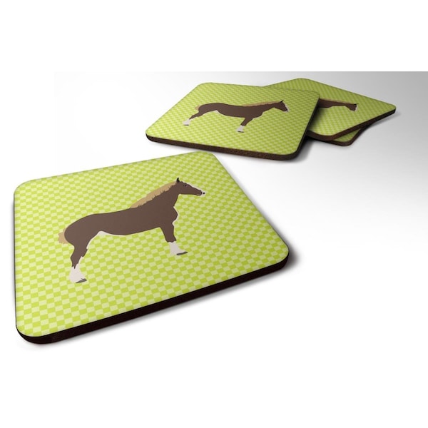 Carolines Treasures Percheron Horse Green Foam Coaster, Set of 4 - BB7732FC