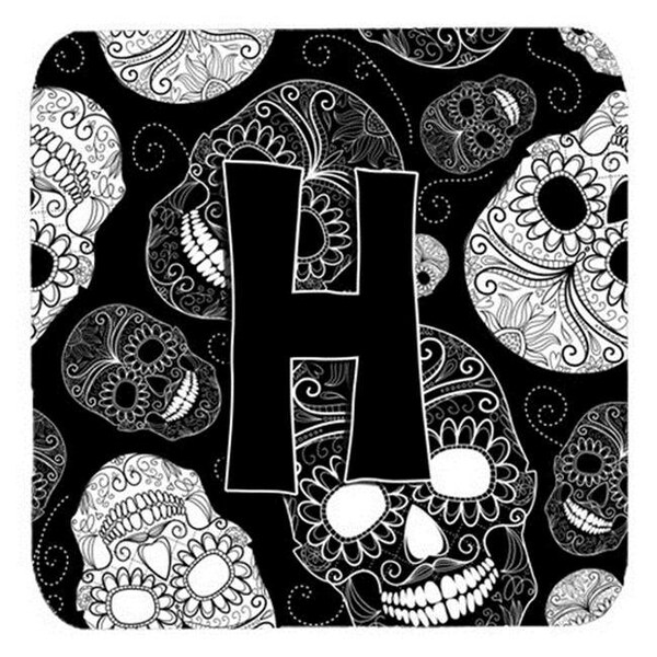 Carolines Treasures Carolines Treasures CJ2008-HFC Letter H Day Of The Dead Skulls Black Foam Coasters; Set Of 4 - CJ2008-HFC