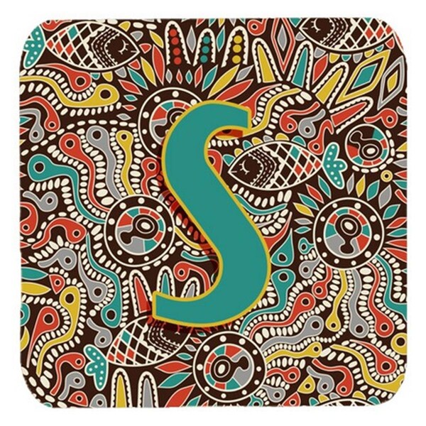 Carolines Treasures Letter S Retro Tribal Alphabet Initial Foam Coasters- Set of 4 - CJ2013-SFC