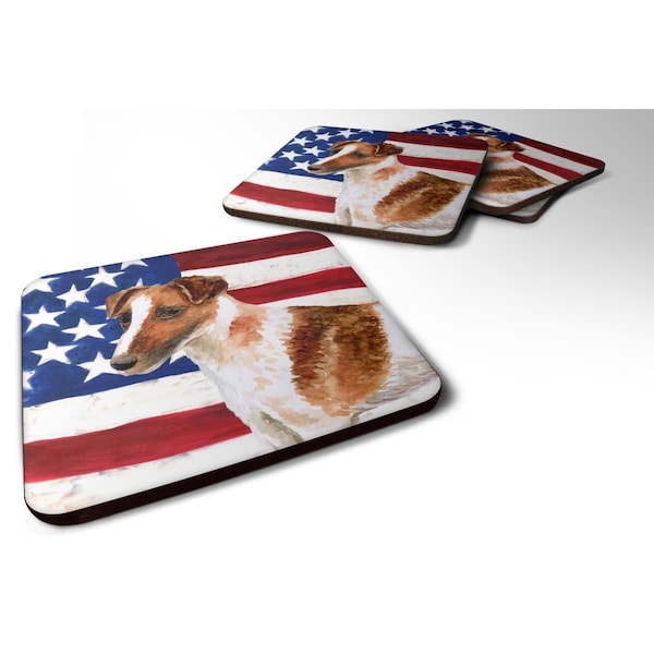 Carolines Treasures Smooth Fox Terrier Patriotic Foam Coaster, 3.5 x 3.5 in. - Set of 4 - BB9647FC