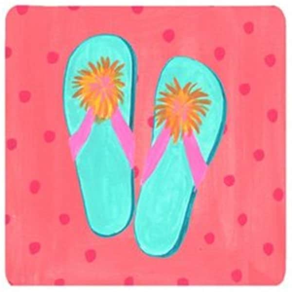 Carolines Treasures Flip Flops Pink Foam Coasters - Set of 4- 3.5 x 3.5 In. - LD6151FC